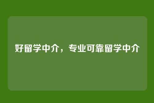 好留学中介,专业可靠留学中介