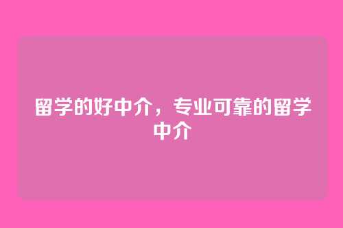 留学的好中介,专业可靠的留学中介