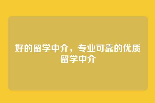 好的留学中介,专业可靠的优质留学中介
