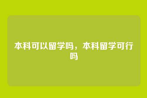 本科可以留学吗,本科留学可行吗