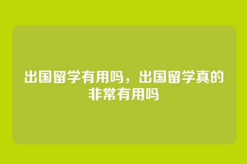 出国留学有用吗,出国留学真的非常有用吗
