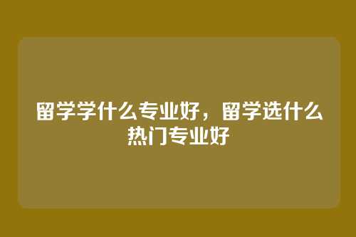 留学学什么专业好，留学选什么热门专业好