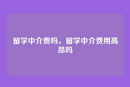 留学中介贵吗,留学中介费用高昂吗