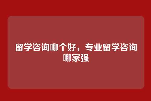 留学咨询哪个好,专业留学咨询哪家强