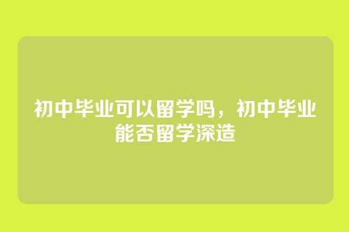初中毕业可以留学吗,初中毕业能否留学深造