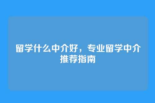 留学什么中介好,专业留学中介推荐指南