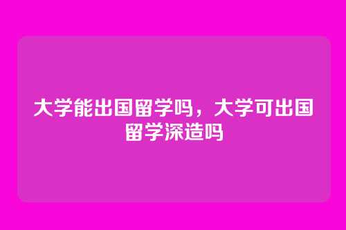大学能出国留学吗,大学可出国留学深造吗