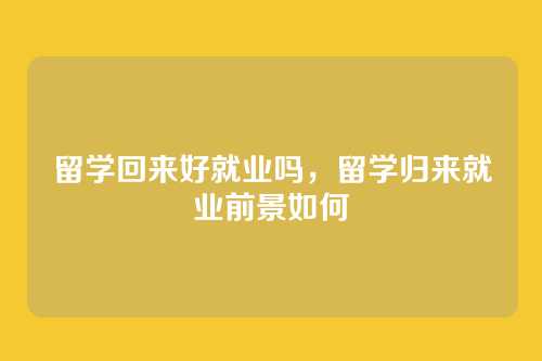 留学回来好就业吗,留学归来就业前景如何