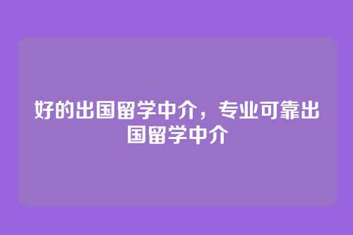 好的出国留学中介,专业可靠出国留学中介