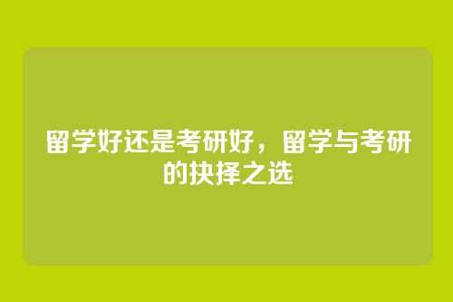 留学好还是考研好,留学与考研的抉择之选