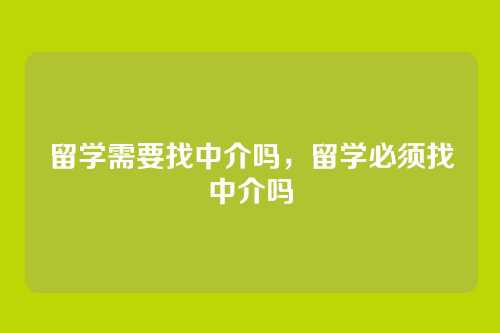留学需要找中介吗,留学必须找中介吗