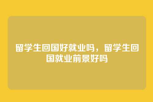 留学生回国好就业吗,留学生回国就业前景好吗
