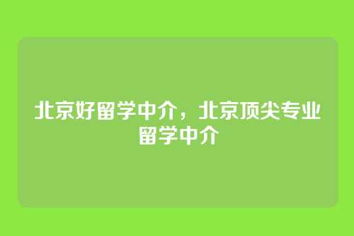 北京好留学中介,北京顶尖专业留学中介
