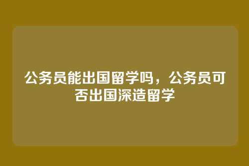 公务员能出国留学吗,公务员可否出国深造留学