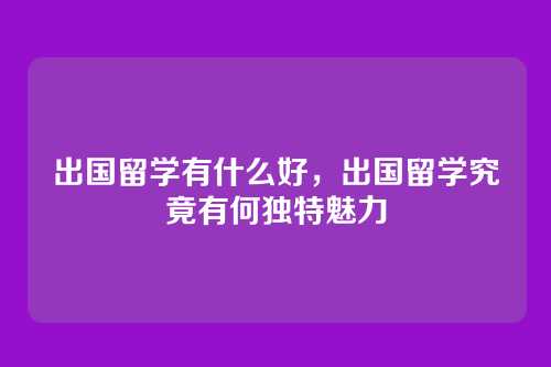 出国留学有什么好,出国留学究竟有何独特魅力