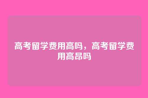 高考留学费用高吗,高考留学费用高昂吗