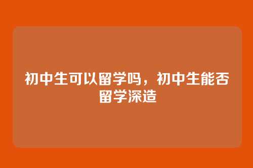 初中生可以留学吗,初中生能否留学深造