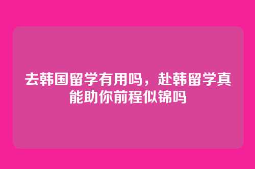 去韩国留学有用吗,赴韩留学真能助你前程似锦吗