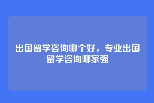 出国留学咨询哪个好,专业出国留学咨询哪家强