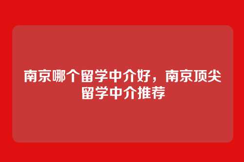 南京哪个留学中介好,南京顶尖留学中介推荐