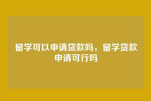 留学可以申请贷款吗,留学贷款申请可行吗