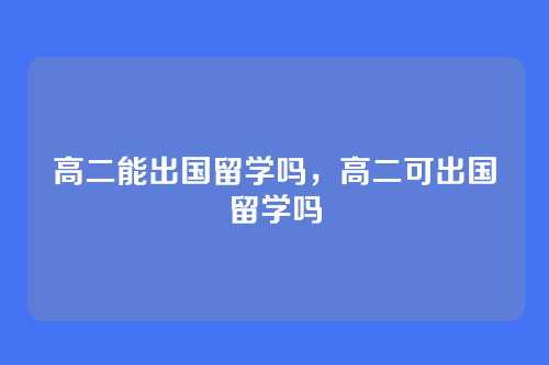 高二能出国留学吗,高二可出国留学吗