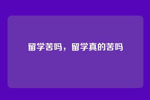 留学苦吗,留学真的苦吗