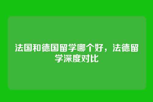 法国和德国留学哪个好，法德留学深度对比