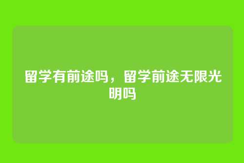 留学有前途吗，留学前途无限光明吗