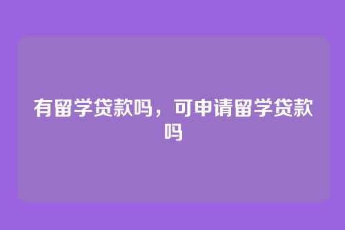 有留学贷款吗,可申请留学贷款吗
