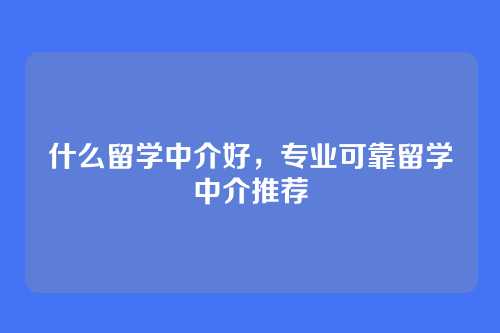 什么留学中介好，专业可靠留学中介推荐