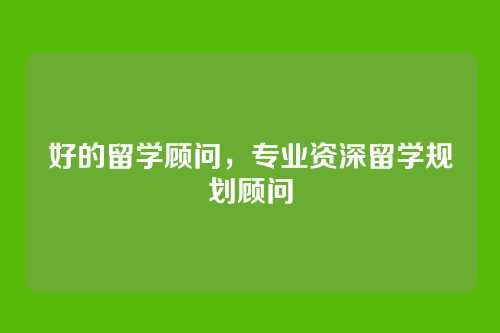 好的留学顾问,专业资深留学规划顾问