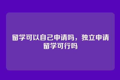 留学可以自己申请吗,独立申请留学可行吗