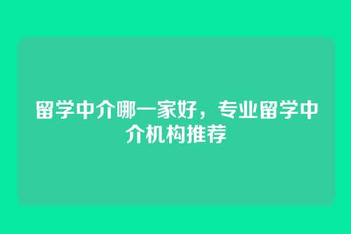 留学中介哪一家好,专业留学中介机构推荐