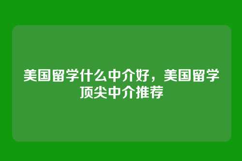 美国留学什么中介好,美国留学顶尖中介推荐