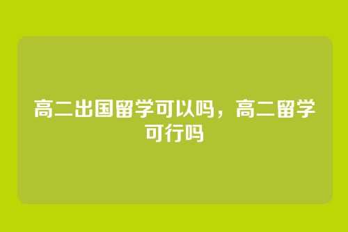 高二出国留学可以吗,高二留学可行吗