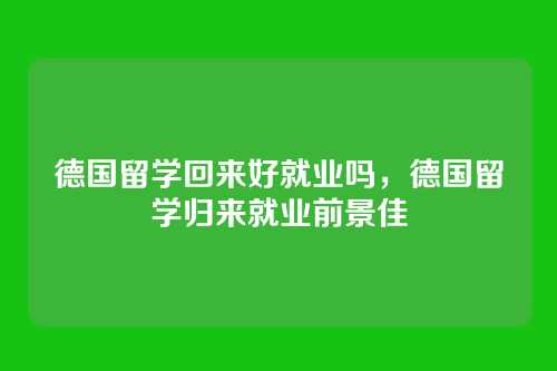 德国留学回来好就业吗,德国留学归来就业前景佳