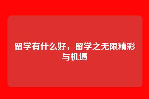 留学有什么好，留学之无限精彩与机遇
