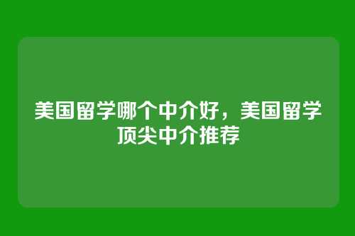 美国留学哪个中介好，美国留学顶尖中介推荐