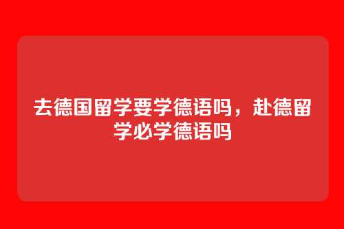 去德国留学要学德语吗,赴德留学必学德语吗
