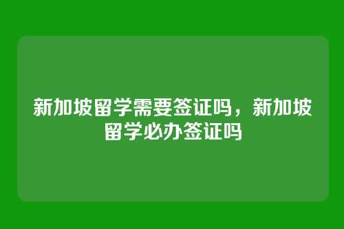 新加坡留学需要签证吗,新加坡留学必办签证吗