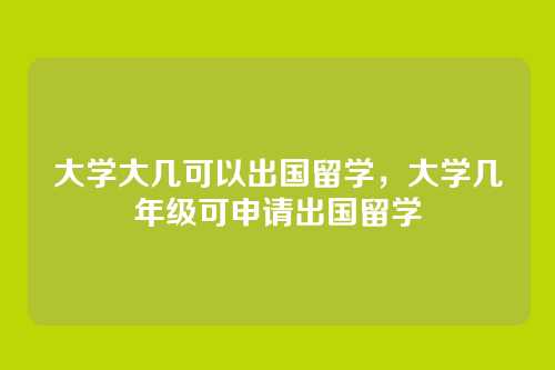 大学大几可以出国留学,大学几年级可申请出国留学