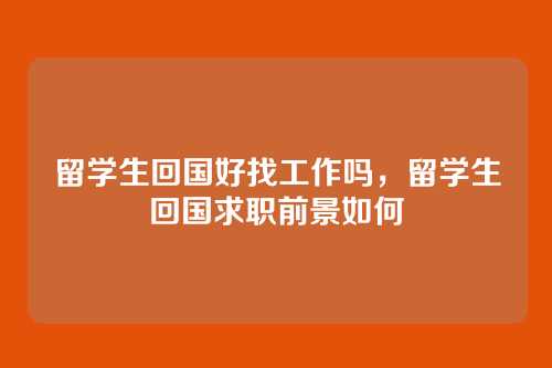 留学生回国好找工作吗,留学生回国求职前景如何