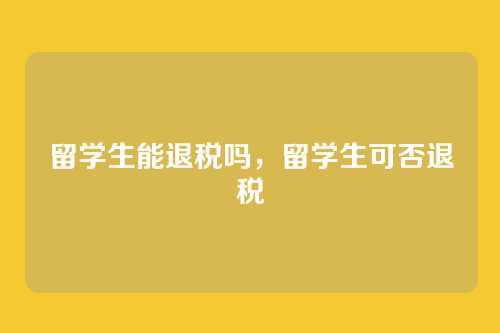 留学生能退税吗,留学生可否退税